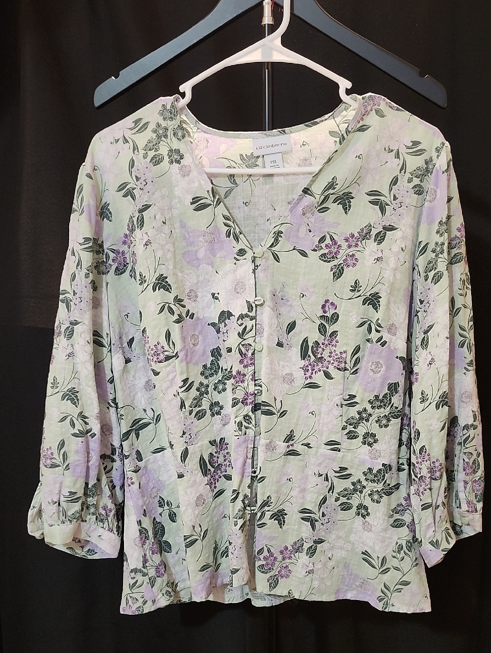 Liz Claiborne Floral Blouse – Seagreen Multi – Petite XL (NWT)